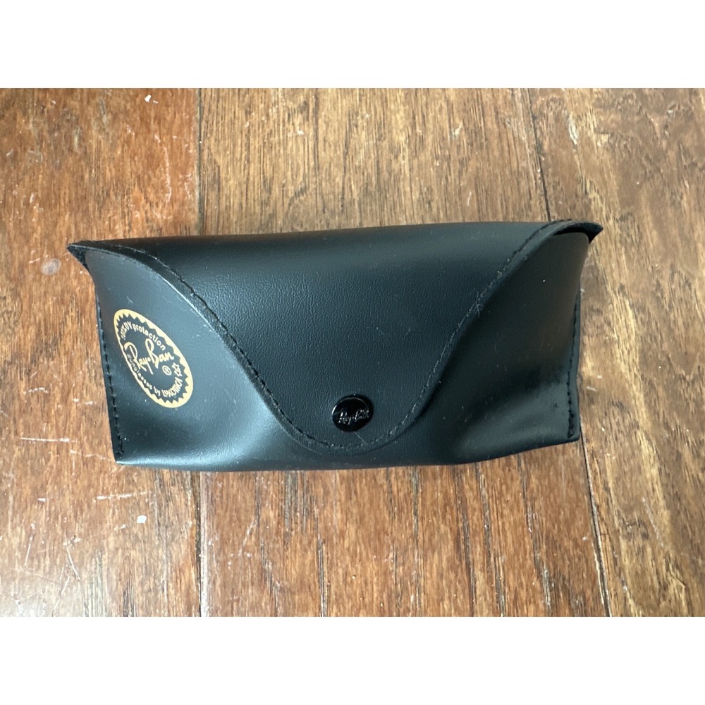 Ray Ban Black Leather Hard Shell Sunglass Case with‎ Snap Closure